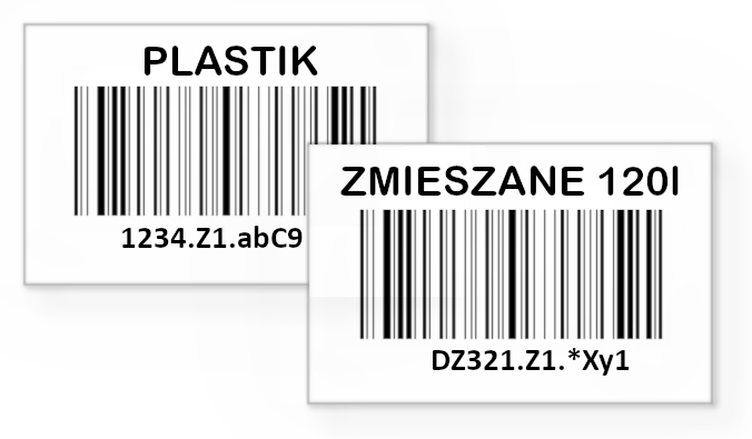 Dwa kody kreskowe na białym tle z napisami